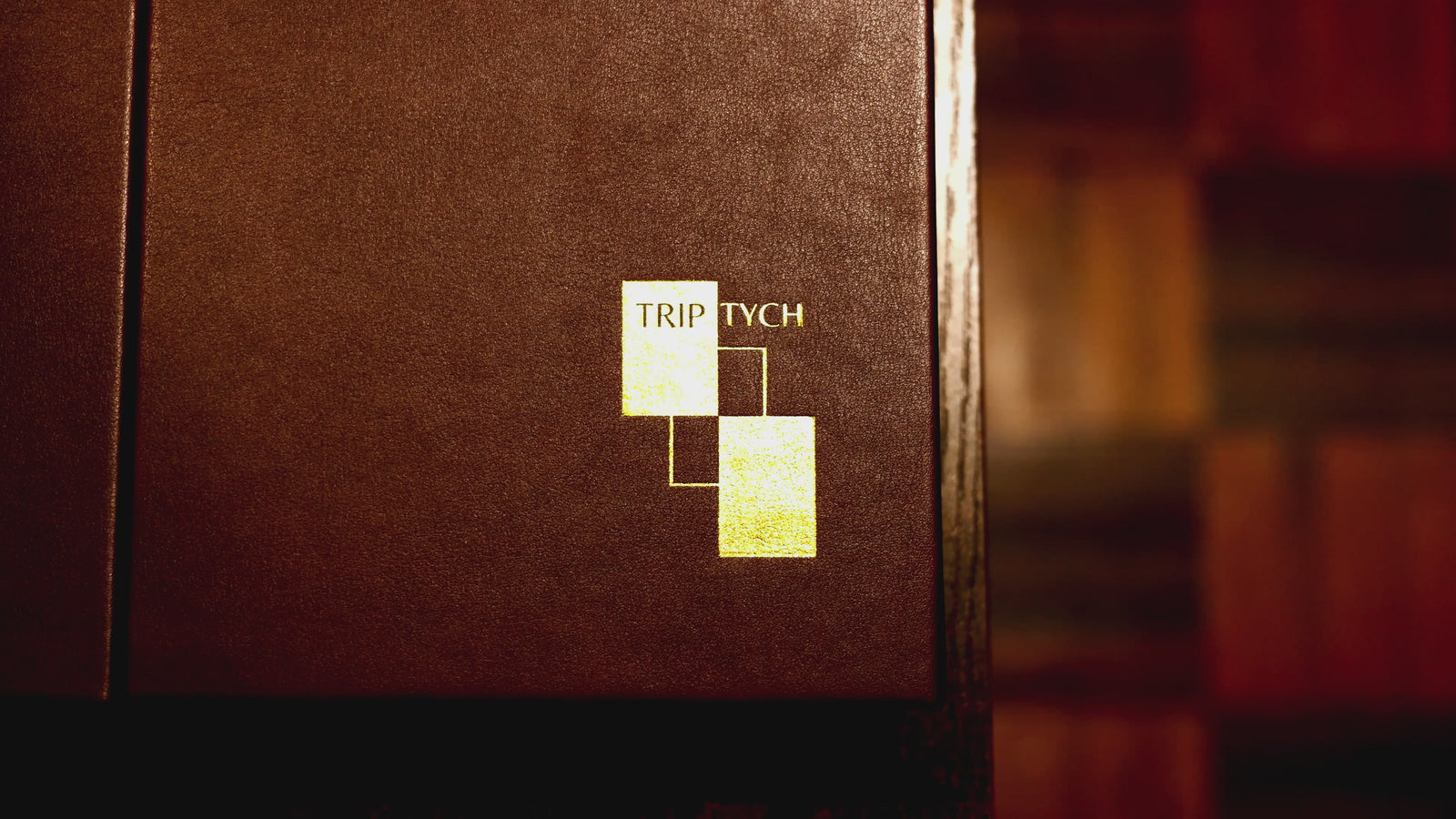 Video featuring Triptycho arch folio in crimson red leather, being carried around by a professional man.
